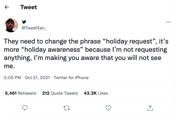 holiday request tweet