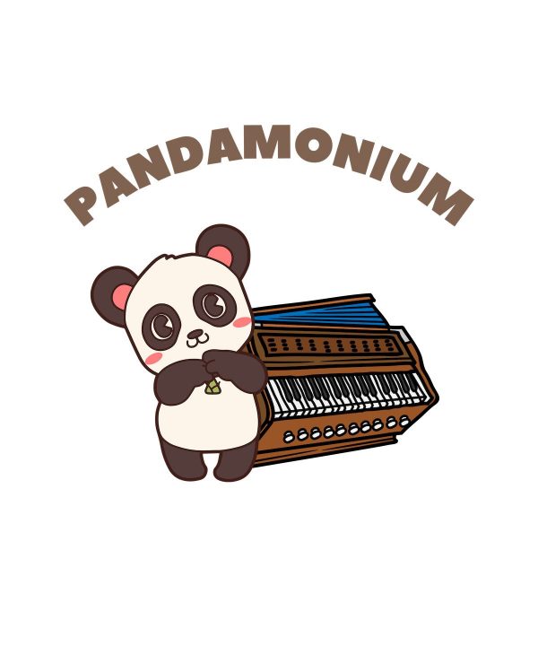 Pandamonium - cartoon panda + harmonium