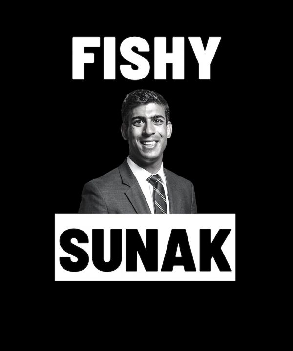 Square Political T-shirt Design - Fishy Rishi Sunak