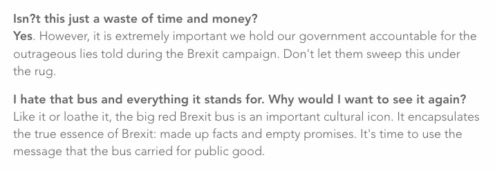 CRUX Brexit bus crowdfunding campaign